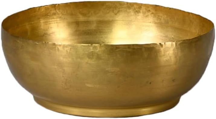 Antique Brass Decorative Bowl with Raw Edges, 7.5" Diameter