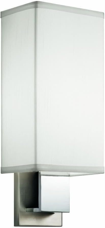 Brushed Nickel and Chrome LED Wall Sconce with White Shade