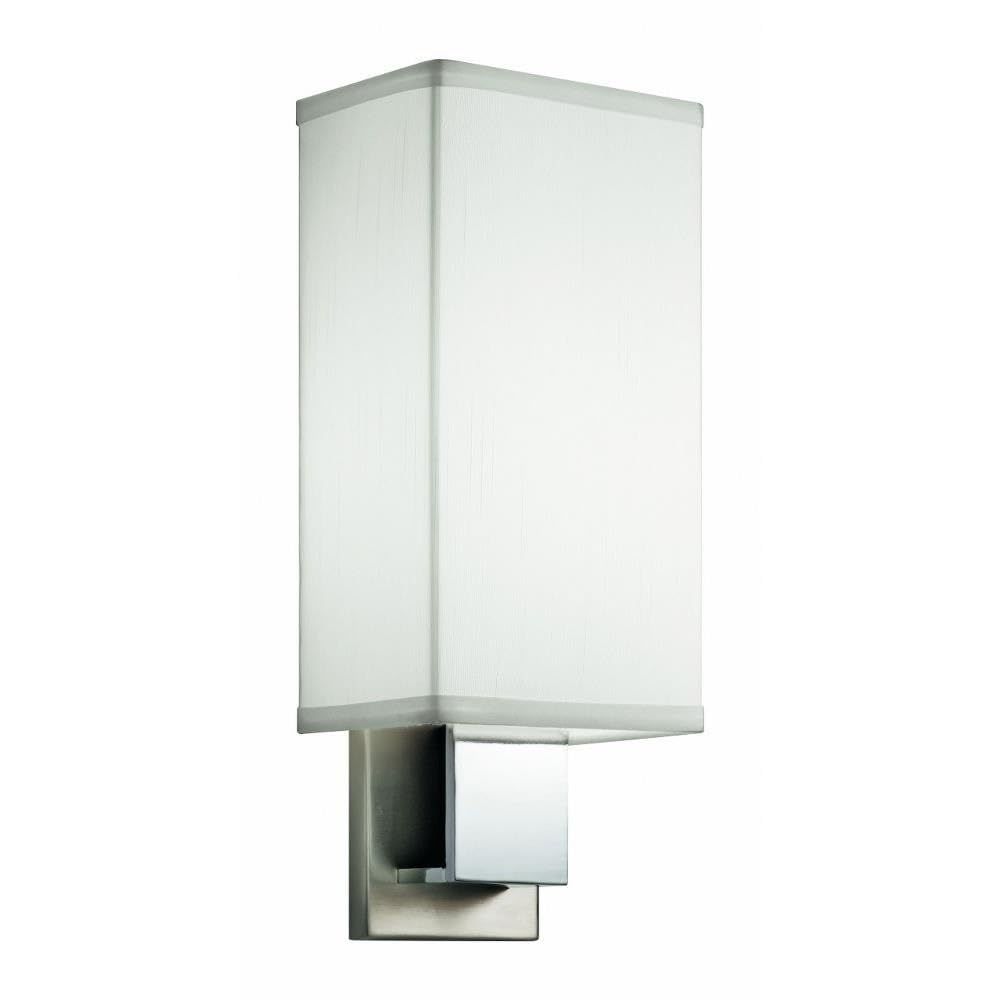 Brushed Nickel and Chrome LED Wall Sconce with White Shade