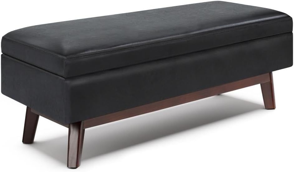 Owen Mid Century Modern Black Rubberwood Cocktail Ottoman