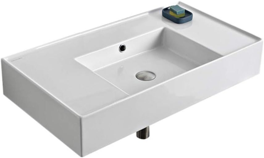 Scarabeo Glossy White Ceramic Rectangular Wall-Mount Sink