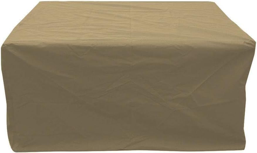 Tan Polyester Rectangular Fire Pit Cover with Velvet Lining