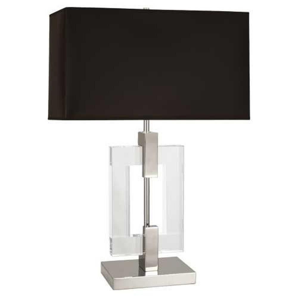 Rectangular Black Parchment Table Lamp with Matte Silver Lining