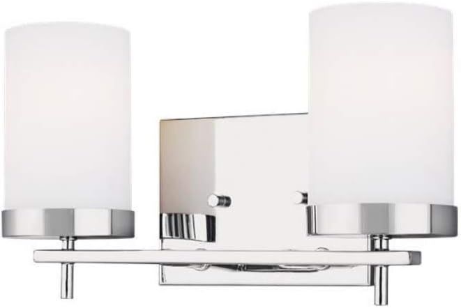 Chrome Two-Light Wall Sconce with Etched Glass Shades