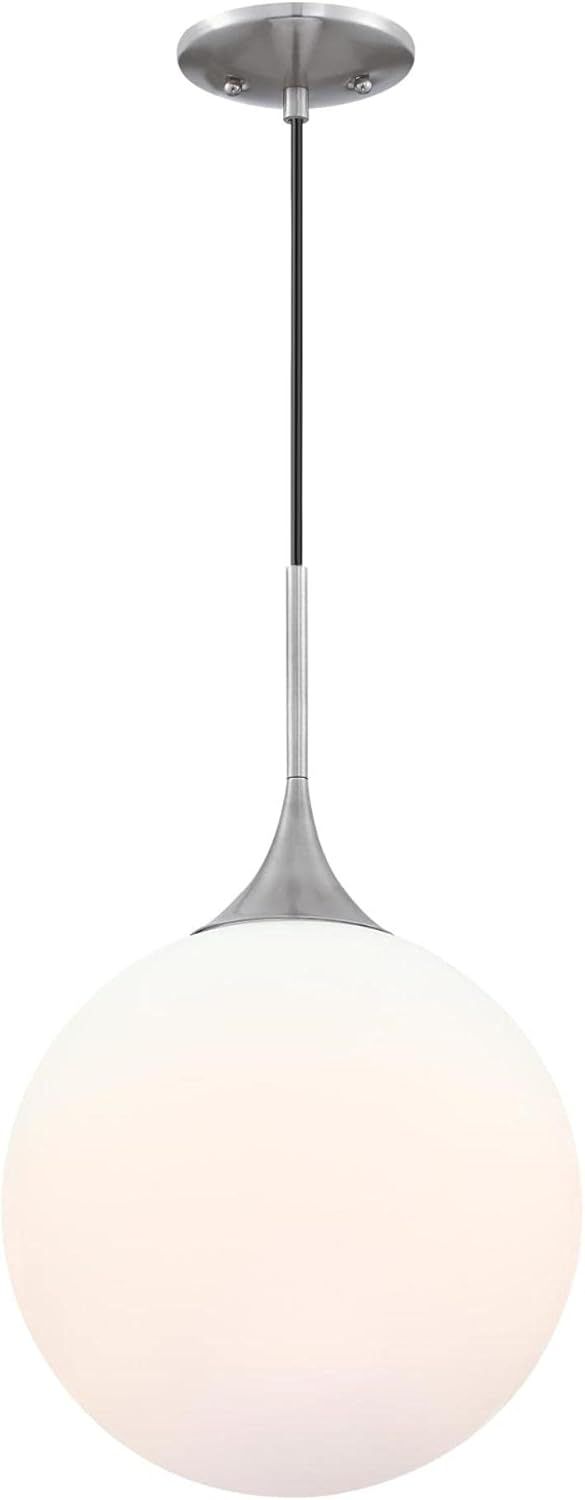 Brushed Nickel LED Pendant Light with Frosted Glass Globe