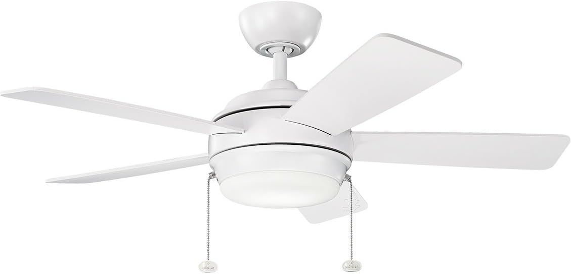 Matte White 42" LED Ceiling Fan with Reversible Blades