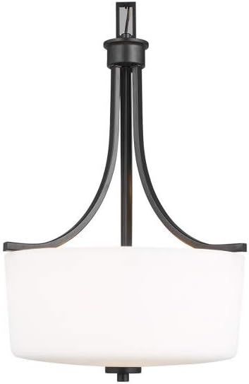 Midnight Black Steel Pendant Light with White Glass Shade