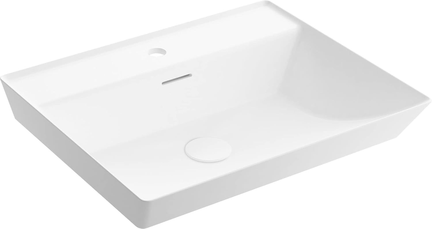 White Ceramic Rectangular Vessel Bathroom Sink