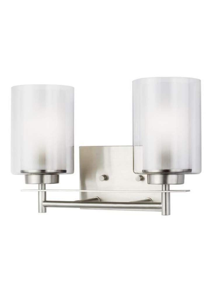 Elmwood Park Brushed Nickel 2-Light Vanity with Satin Etched Glass