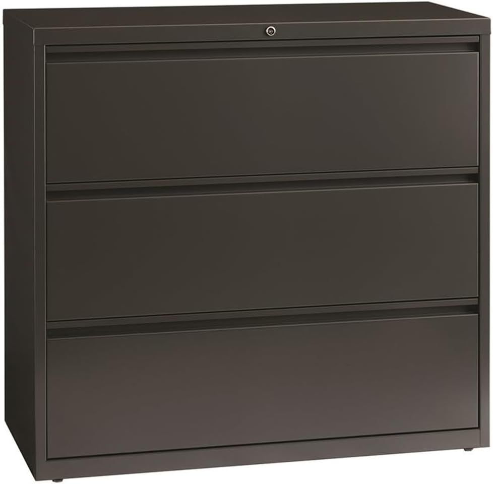 Charcoal 42" Wide 3-Drawer Steel Lateral File Cabinet