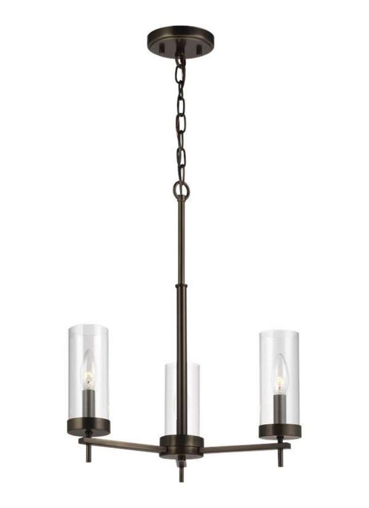 Brushed Oil Rubbed Bronze Mini 3-Light Chandelier with Clear Glass Shades