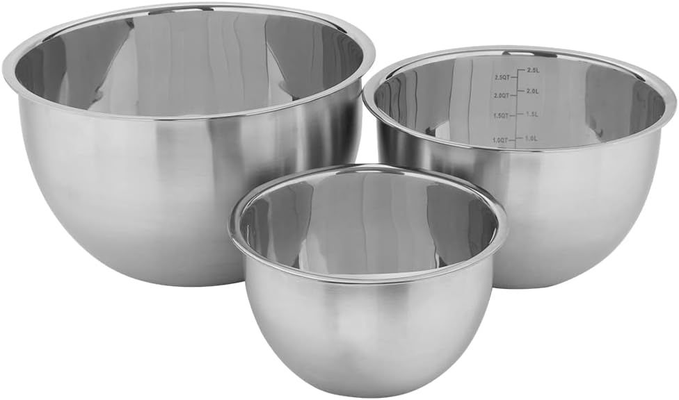 Stainless Steel Nesting Mixing Bowls Set with Measurement Indicators