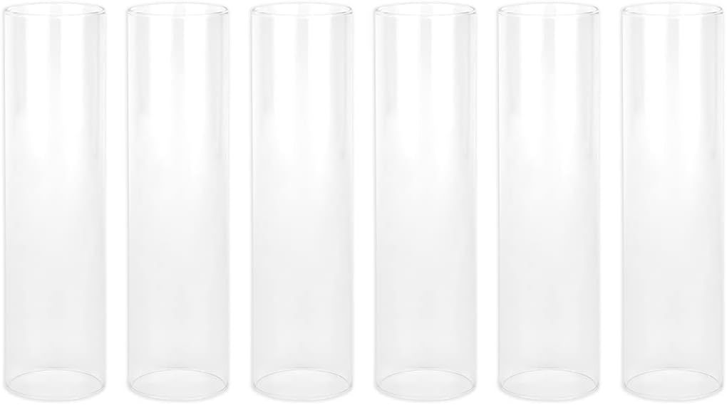 Clear Tall Glass Hurricane Candle Holders Set of 6