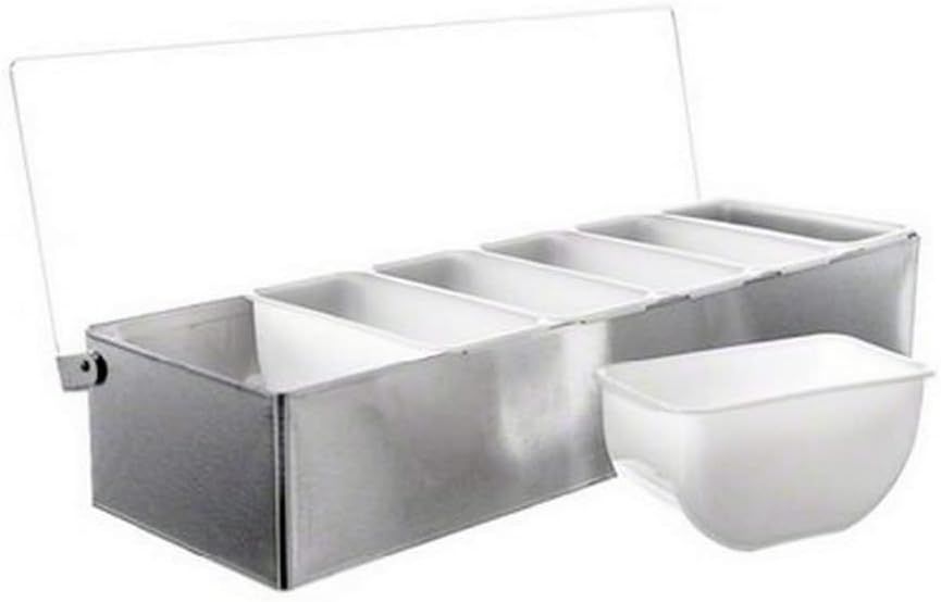 Silver Stainless Steel 6-Compartment Condiment Dispenser