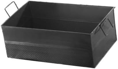 Black Hammered Steel Rectangular Beverage Tub with Handles