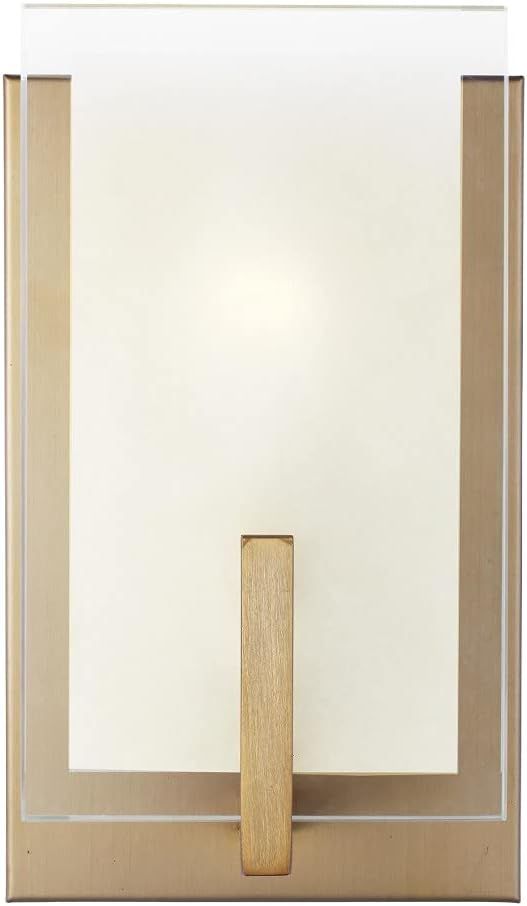 Satin Brass and Glass 1-Light Dimmable Wall Sconce