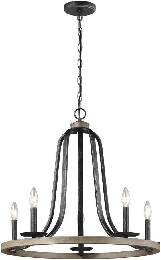 Conal Gray Metal 5-Light Outdoor Candle Chandelier