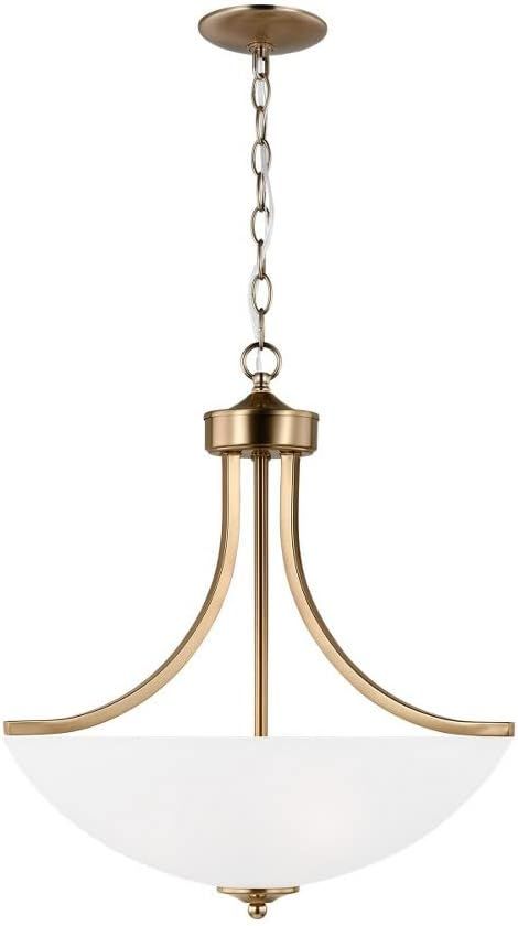 Elegant Satin Brass 3-Light Pendant with Etched Glass Bowl