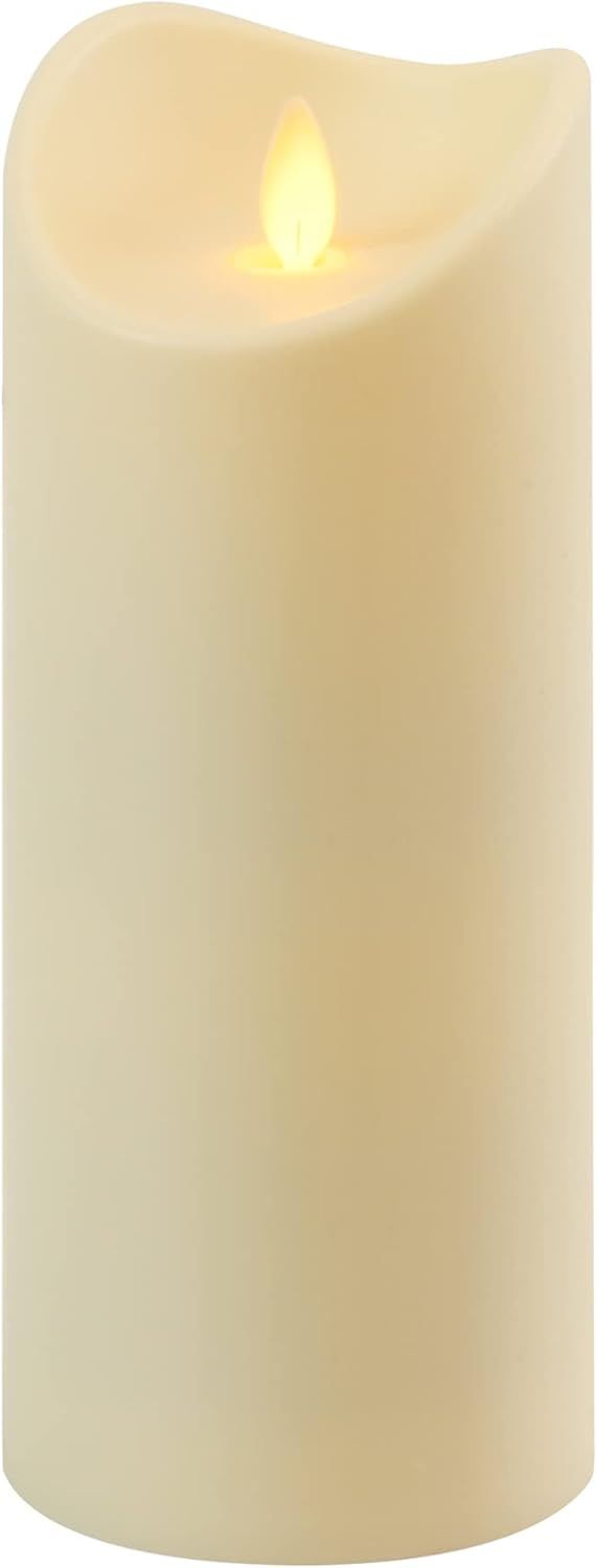 Amber Glow 12" Cream Flameless LED Pillar Candle
