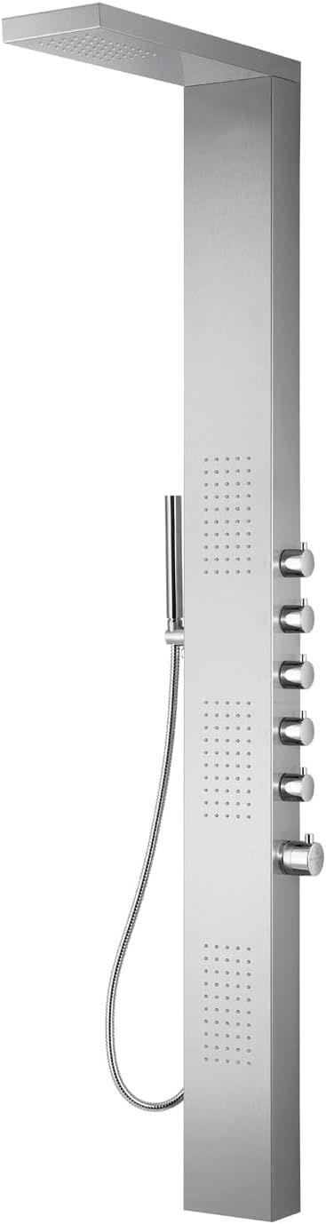 Stainless Steel 65'' Thermostatic Shower Panel with Rainfall and Handheld Shower