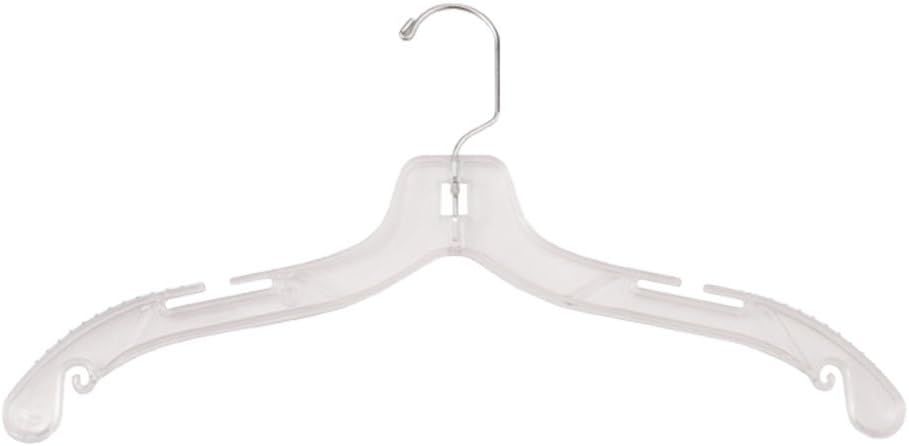 Clear Plastic Dress Hangers with Molded Shoulders, 17"