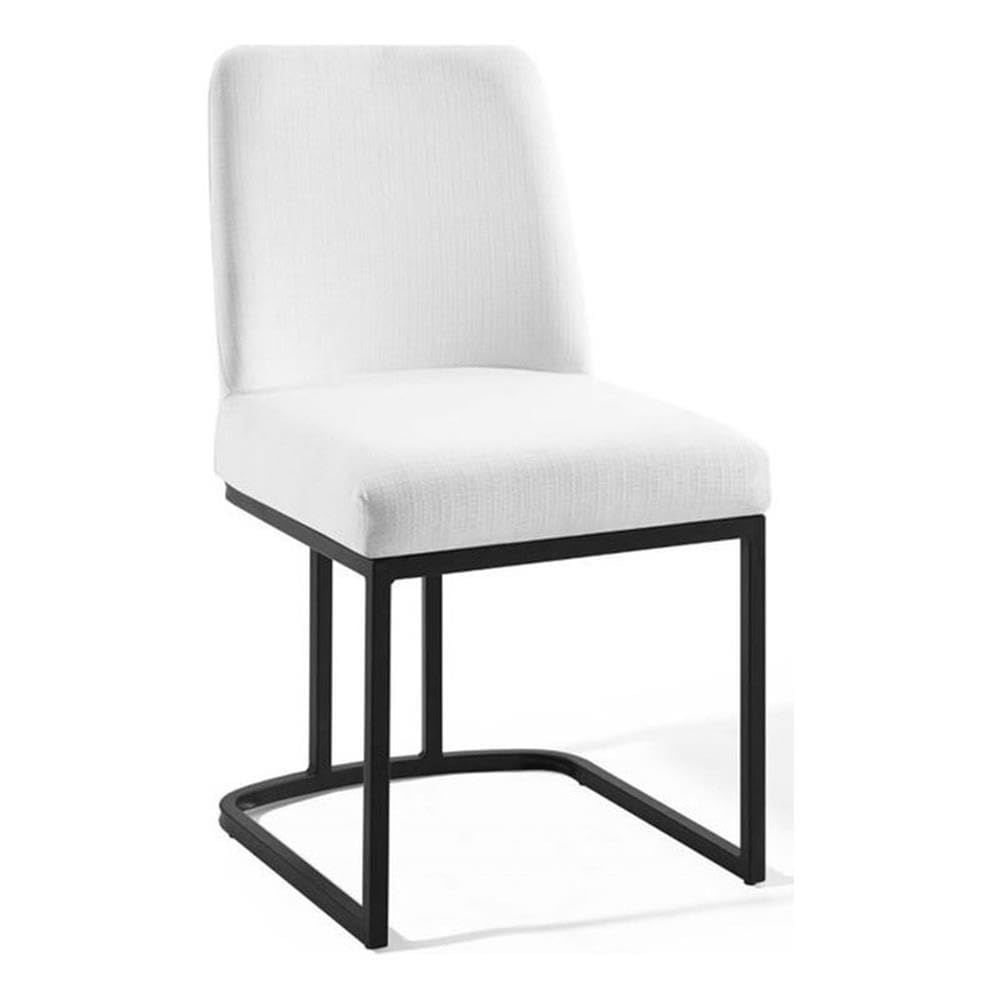 Amplify Black Metal Base White Upholstered Side Chair