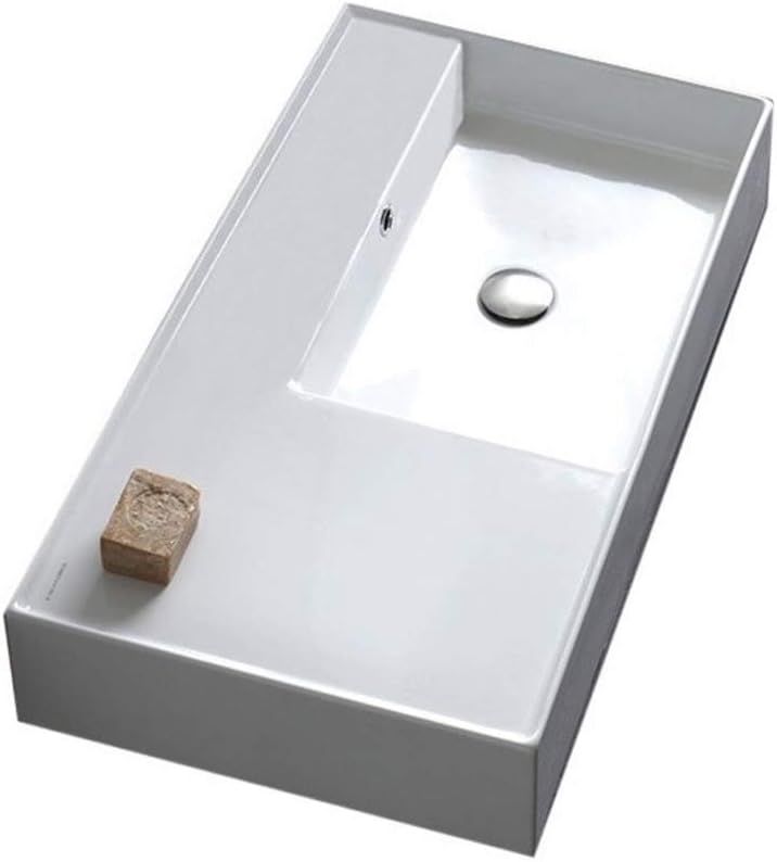 Scarabeo 32'' White Ceramic Wall-Mount Rectangular Sink