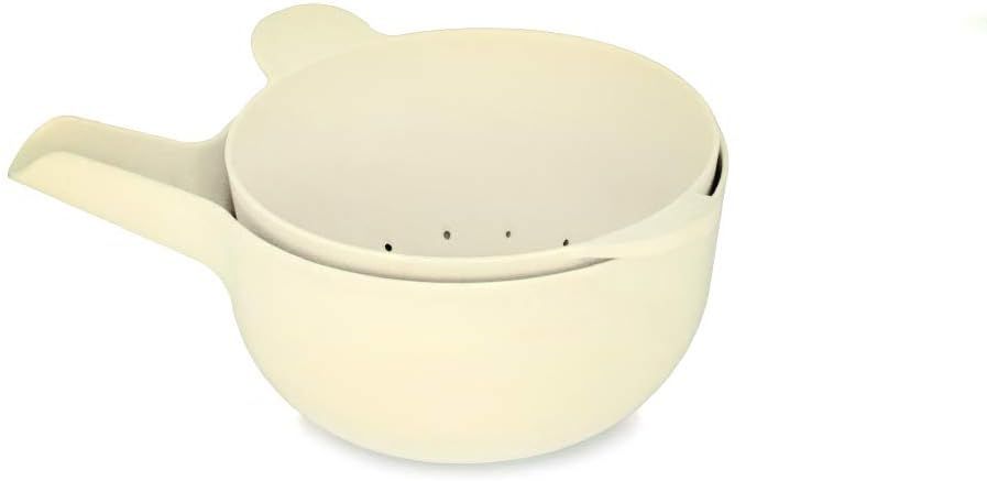 Off-White Bamboo Small Mixing Bowl and Colander Set