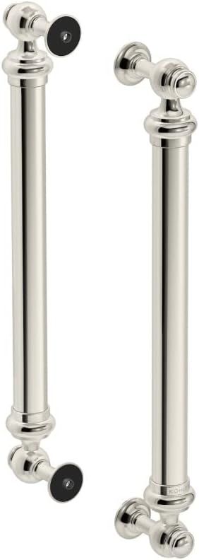 Victorian Polished Nickel Shower Door Handles, 16-7/16"