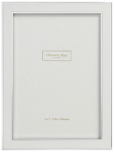 White Enamel and Silver 8x10 Tabletop Photo Frame