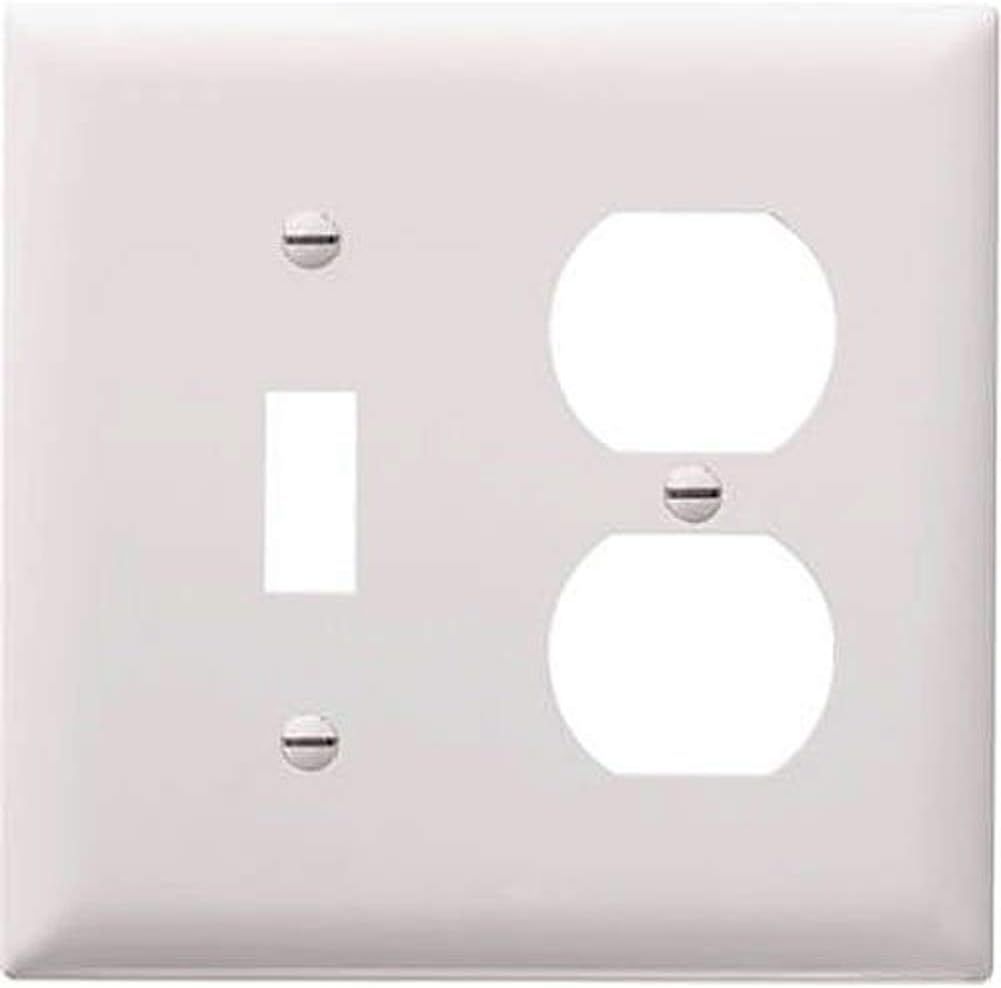 White 2-Gang Plastic Resin Toggle and Duplex Wall Plate