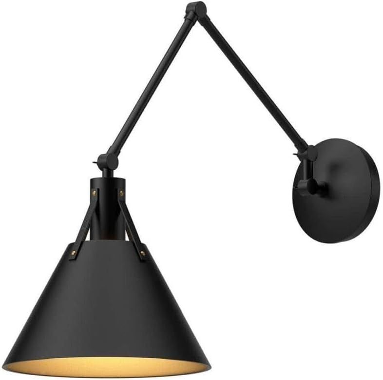 Matte Black Metal Dimmable Swing Arm Wall Sconce