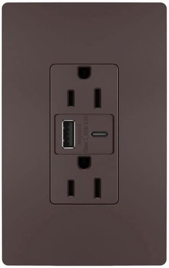 Dark Bronze Tamper Resistant USB Wall Outlet with Indicator Light