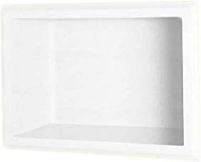 White Matte Rectangular Recessed Plastic Shower Shelf