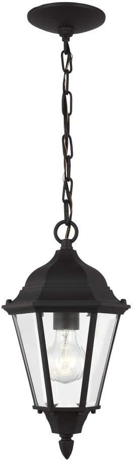 Bakersville Black Outdoor Pendant with Satin Etched Glass