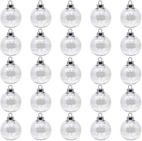 Set of 25 Clear Shatterproof Plastic Christmas Ornaments