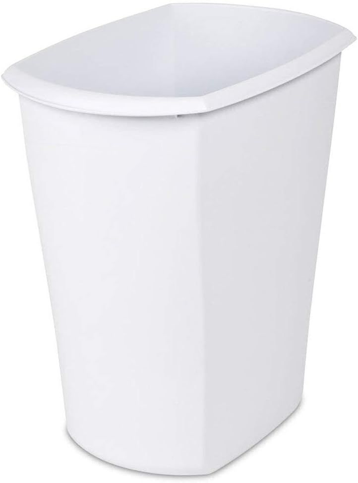 White Plastic 5.5 Gallon Wastebasket with Handle