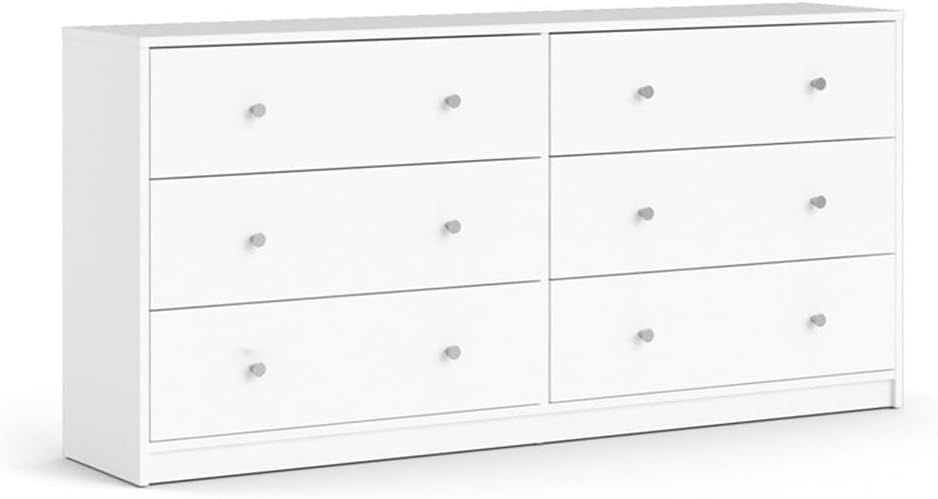 White Engineered Wood 6-Drawer Contemporary Double Dresser