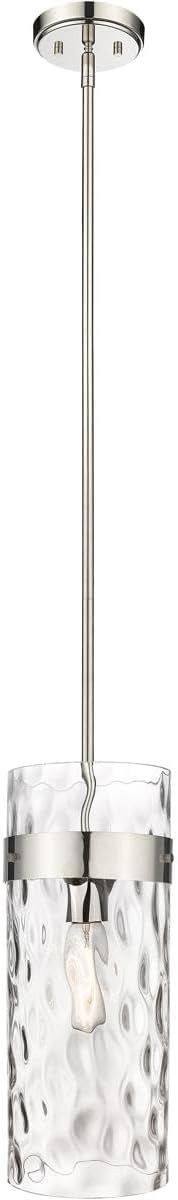 Fontaine Transitional 15" Polished Nickel Pendant with Rippled Glass Shade