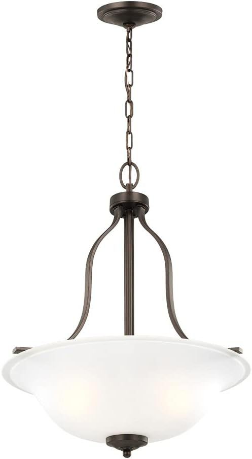 Bronze 3-Light Pendant with Satin Etched Glass Shade