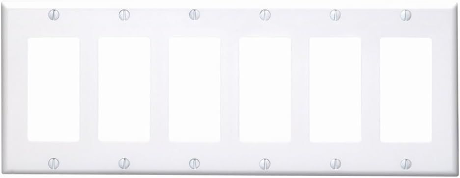 White 6-Gang Rectangle Thermoset Wall Plate