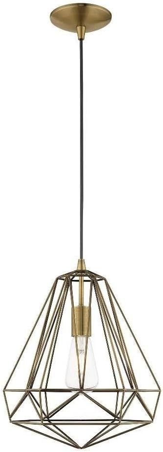 Antique Brass Geometric Mini Pendant Light with LED