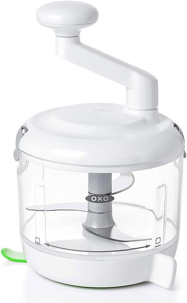 OXO White and Clear Manual Food Processor with Stainless Steel Blades