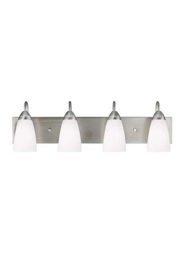 Seville Brushed Nickel 4-Light LED Vanity with Etched Glass Shades