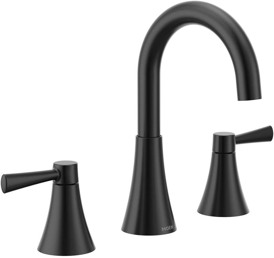 Matte Black Brass Two-Handle Widespread Bathroom Faucet