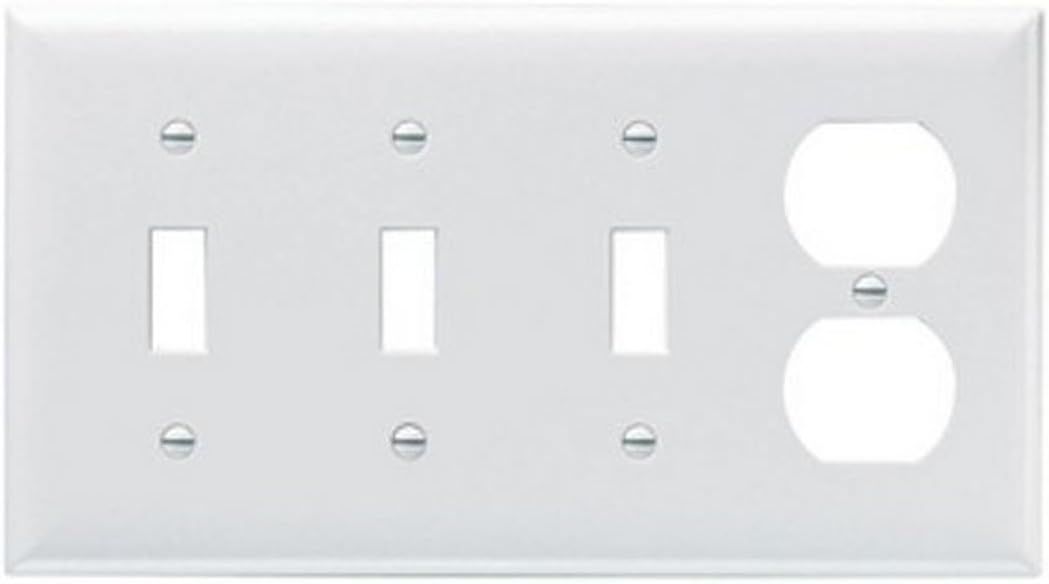 White Matte 4-Gang Toggle and Duplex Wall Plate