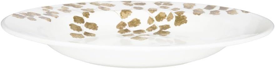 White and Gold Floral Porcelain Soup Bowl, 9"