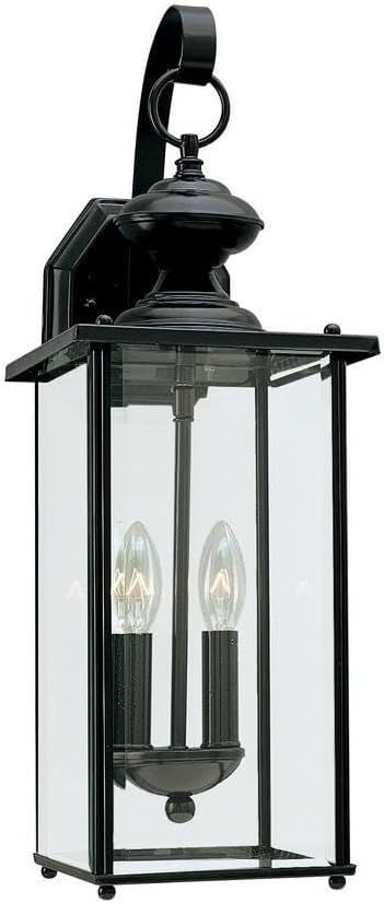 Black 20.25 Inch 2-Light Outdoor Wall Lantern with Clear Glass