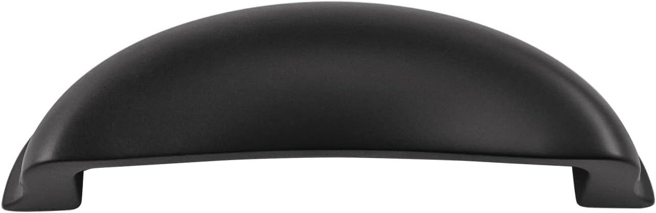 Matte Black Traditional Cup Pull with Mounting Hardware