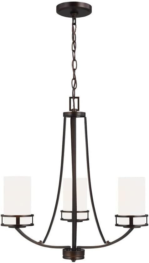 Robie Bronze 3-Light Incandescent Chandelier with Etched White Glass